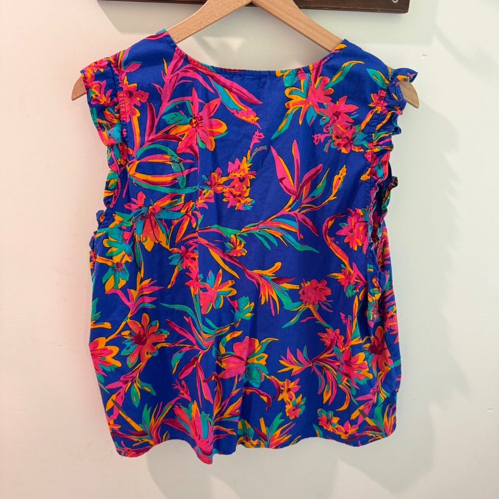 J.Crew Womens 2X Tropical Floral Matching Set Top and Tiered Skirt BR770 Blue - Picture 6 of 11